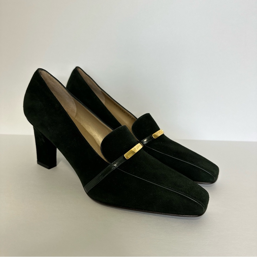 St. John Green Suede Heel Pumps Size 9.5 AA Slim Heel Height 3 St. Patrick’s Day